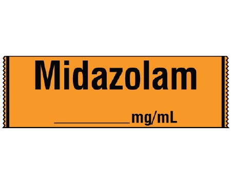 Shamrock Scientific Shamrock Pre-Printed Label Anesthesia Label MIDAZOLAM / _____ mg / mL Orange 1/2 X 500 Inch - SA-212