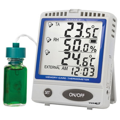 VWR Traceable - Digital Refrigerator / Freezer Thermometer with Alarm Fahrenheit / Celsius -22° to +158°F (-30° to +70°C) Bottle Probe Multiple Mounting Options Battery Operated - 89369-154