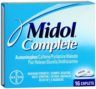 Bayer Midol Complete Cramp Relief 500 mg - 60 mg - 15 mg Strength Acetaminophen / Caffeine / Pyrilamine Maleate Caplet 16 per Box - 31284302471