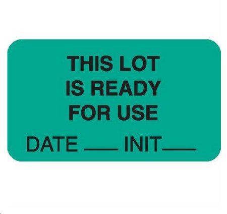 Market Lab Inc Pre-Printed Label Instructional Label THIS LOT IS READY FOR USE / DATE____ INIT____ Yellow 1 X 3-3/4 Inch - 8028