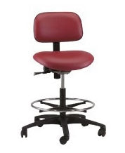 The Brewer Company Task Series Industrial Stool Contoured Backrest Pneumatic Height Adjustment 5 Casters Agate Blue - VT-3-EAA-C-LV003