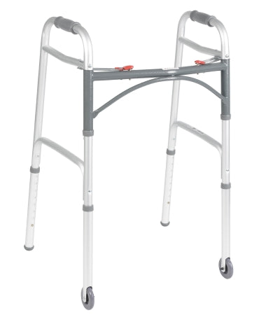 Drive Medical drive Deluxe Dual Release Folding Walker Aluminum Frame 350 lbs. Weight Capacity 32 to 39 Inch Height - 10224-4