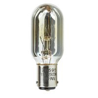 Bulbtronics Incandescent Lamp 1 dia. X 2.5 Inch, 20 W, 115 V/125 V, T8 Shape, 1/2 Clear 1/2 Silver Finish, BA15D/DC Bayonet Base, C7 Filament, 180L Lumens, 2000 Hours Life, 35mm LCL - 2835