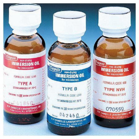 Fisher Scientific Cargille Immersion Oil 1 oz., ISO 8036/1 Certifications, 150 cSt Viscosity, 0.923 g/cm3 Density, 1.5150 ±0.0002 Refractive Index, Type A - 12368A