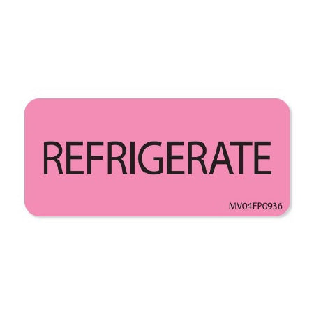 MedVision - Pre-Printed Label Auxiliary Label Pink Paper REFRIGERATE Black Temperature Control 1 X 2-1/4 Inch - MV04FP0936