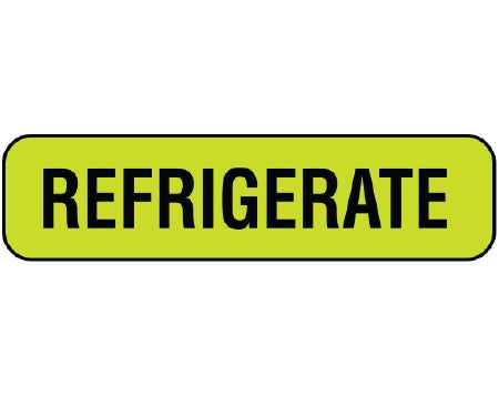 Shamrock Scientific Shamrock Pre-Printed Label Auxiliary Label REFRIGERATE Fluorescent Chartreuse 5/16 X 1-1/4 Inch - UPCR-1034