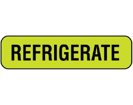 Shamrock - Pre-Printed Label Auxiliary Label Chartreuse Vac REFRIGERATE Black Temperature Control 5/16 X 1-1/4 Inch - UPCR-1034