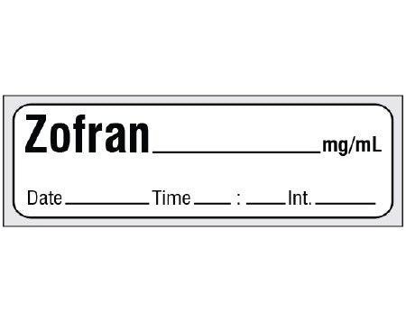 Shamrock - Drug Label Anesthesia Label ZOFRAN _____ mg / mL / Date _____ Time _____ Int. _____ White 1/2 X 1 Inch - SA-3241-DTI-PRE