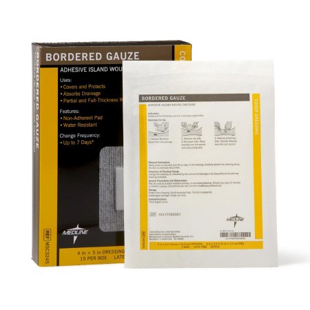 Medline - Adhesive Dressing 4 X 5 Inch Gauze Rectangle White Sterile - MSC3245