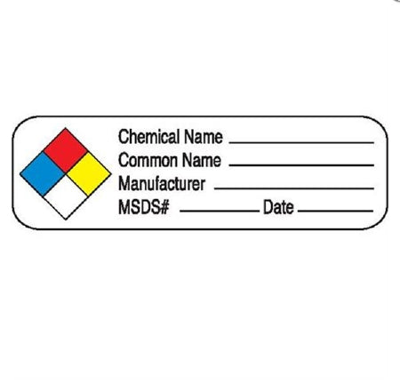 Market Lab - Pre-Printed Label Warning Label White Paper Chemical Name _____ / Common Name ______ / Manufacturer _______ MSDS# ______ Date ____ Black Biohazard 3/4 X 2-1/2 Inch - 0737