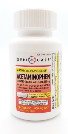 McKesson Pain Relief 650 mg Strength Acetaminophen Tablet 100 per Bottle - 265-01