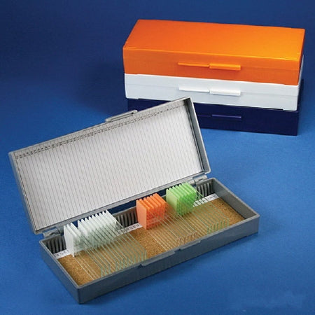 Globe Scientific Slide Box 50 Slides, White, With Cork Lined - 513077W
