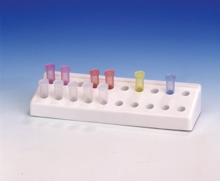 Bel-Art Products Microcentrifuge Tubes Microcentrifuge Tube Rack 20 Place 1.5 mL Tube Size White - 18843-0000