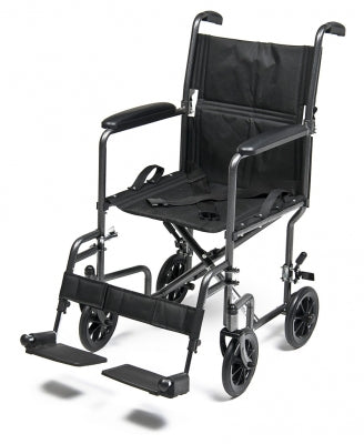 Graham-Field Everest & Jennings Folding Transport Chair Steel Frame with Silver Vein Finish 250 lbs. Weight Capacity Full Length / Padded Arm Black - EJ796-1