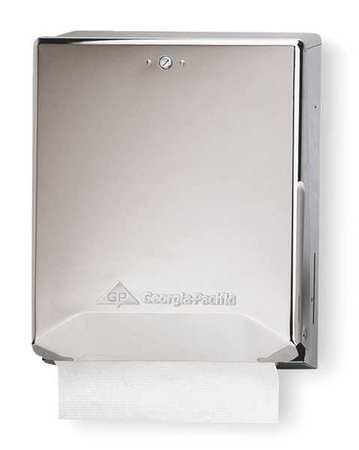 Grainger Georgia-Pacific Paper Towel Dispenser Chrome Metal Manual Pull 600 Count Wall Mount - 1CF38