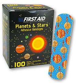 American White Cross - Adhesive Strip 3/4 X 3 Inch Plastic Rectangle Kid Design (Planets / Stars) Sterile - AB128