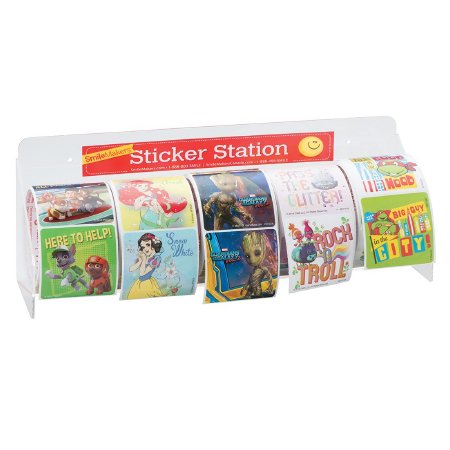 SmileMakers - Sticker Dispenser Clear Acrylic Manual 4-5 Roll Surface Mount - LR