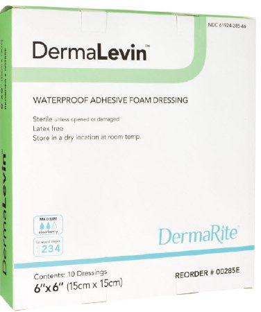 DermaRite Industries DermaLevin Foam Dressing 4 X 4 Inch Square Adhesive with Border Sterile - 00280E