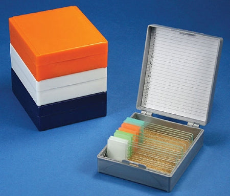 Globe Scientific Slide Box 25 Slides, White, With Cork Lined - 513075W