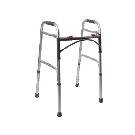 drive Deluxe - Dual Release Folding Walker Adjustable Height Aluminum Frame 350 lbs. Weight Capacity 32 to 39 Inch Height - 10200-1
