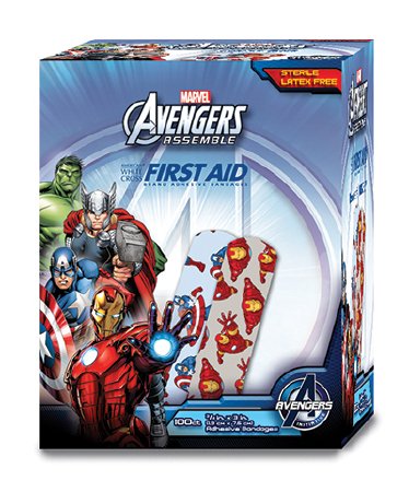 Dukal Stat Strip Adhesive Strip 3/4 X 3 Inch Plastic Rectangle Kid Design (Avengers) Sterile - 1087837