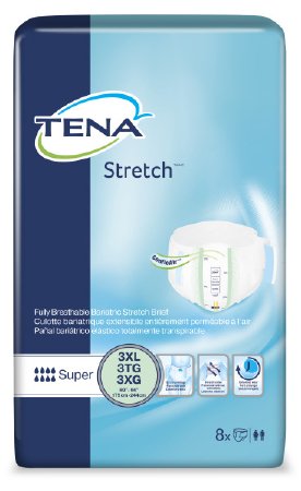 SCA Personal Care TENA Stretch Bariatric Adult Incontinent Brief Tab Closure 3X-Large Disposable Heavy Absorbency - 61391