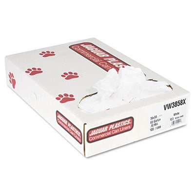 Lagasse Jaguar Plastics Trash Bag Extra Heavy Duty 60 gal. White LLDPE 0.70 Mil. 38 X 58 Inch Star Seal Bottom Twist Tie Flat Pack - JAGVW3858X