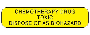HCL - Pre-Printed Label Warning Label Yellow Paper Chemotherapy Drug Toxic Dispose of as Biohazard Black Biohazard 3/8 X 1-5/8 Inch - 2372