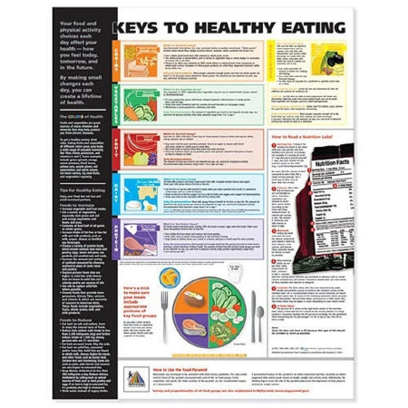Anatomical Chart Company - Anatomical Chart Keys to Healthy Eating 20 X 26 Inch Heavy Paper Grommets Laminated - 9781605471068