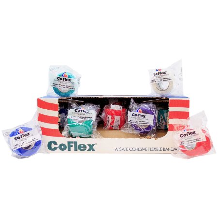Andover Coated Products Coflex Cohesive Bandage CoFlex 1 Inch X 5 Yard Standard Compression Self-adherent Closure Teal / Blue / White / Purple / Red / Green NonSterile - 3100RB