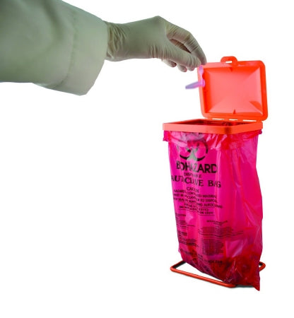 Bel-Art Products Poxygrid Biohazard Bag Holder 8.5 X 12.7 X 21.6 cm, Orange, Polypropylene Plastic - 131931000