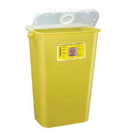 Bemis Sentinel - Chemotherapy Waste Container 22-1/2 H X 16-1/2 L X 11-13/16 W Inch 11 Gallon Yellow Base / White Lid Horizontal / Vertical Entry Hinged Lid - 111 040