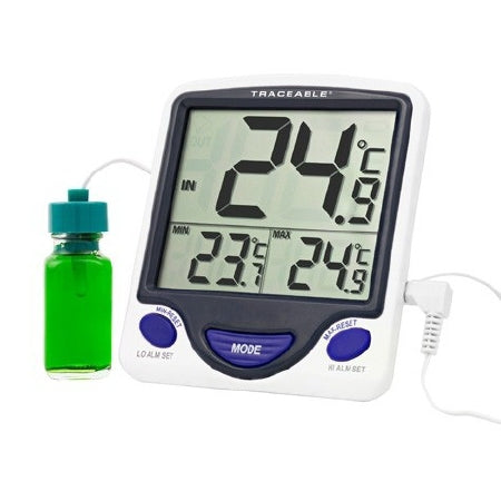 Control 3 Holdings LLC Traceable Digital Refrigerator / Freezer Thermometer Fahrenheit / Celsius -58° to 158°F Bottle Probe Multiple Mounting Options Battery Operated - 4548