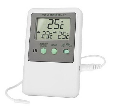 Control 3 Holdings LLC Traceable Refrigerator / Freezer Thermometer Fahrenheit / Celsius -58° to 158° F (-50° to 70° C) Bottle Probe Multiple Mounting Options Battery Operated - 4048