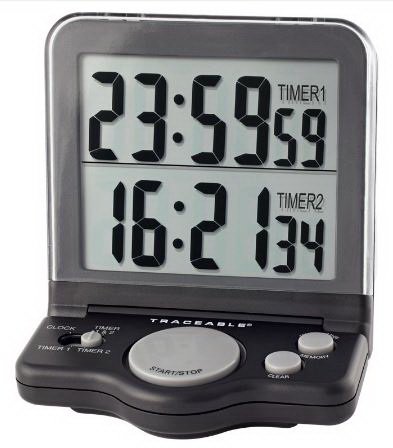 Traceable - Electronic Alarm Timer 2 Channel, Jumbo Display 24 Hours LCD Display - 61018-26