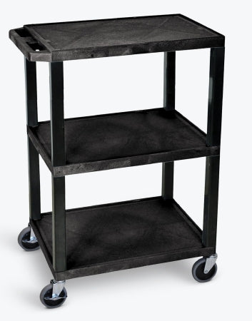 Luxor Tuffy Utility Cart 18 X 24 X 34 Inch 3 Shelves Black - WT34S