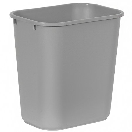 Deskside - Trash Can 28-1/8 Quart Rectangular Gray LLDPE Open Top - FG295600GRAY