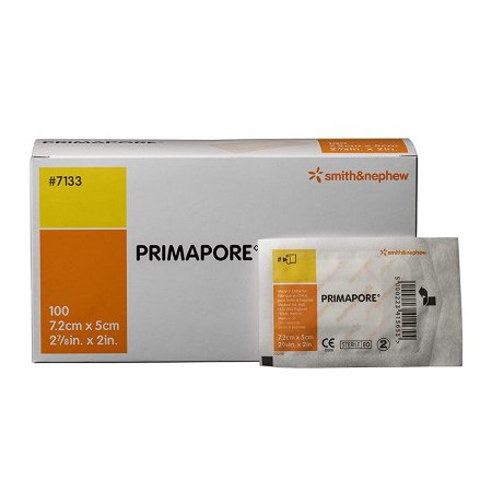 Primapore - Adhesive Dressing 2 X 3 Inch Polyester Rectangle White Sterile - 7133