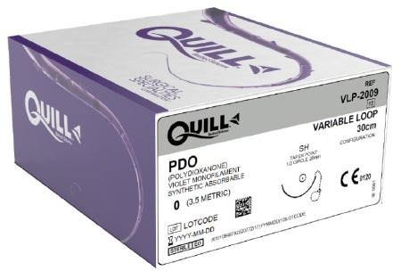 Surgical Specialties Quill Variable Loop Device Suture with Needle Absorbable Uncoated Violet Suture Barbed Monofilament PDO (Polydioxanone) Size 0 30 cm Suture 1-Needle 26 mm Length 1/2 Circle Taper Point Needle - VLP-2009