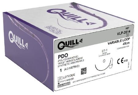 Quill Variable Loop Device - Suture with Needle Absorbable Uncoated Undyed Suture Barbed Monofilament PDO (Polydioxanone) Size 1 45 cm Suture 1-Needle 36 mm Length 1/2 Circle Taper Point Needle - VLP-2014