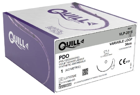 Quill Variable Loop Device - Suture with Needle Absorbable Uncoated Undyed Suture Barbed Monofilament PDO (Polydioxanone) Size 1 30 cm Suture 1-Needle 36 mm Length 1/2 Circle Taper Point Needle - VLP-2015