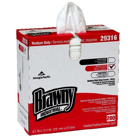 Brawny Industrial - Shop Towel Medium Duty White NonSterile Cellulose / Polyester 9-1/10 X 12-1/2 Inch Reusable - 29316
