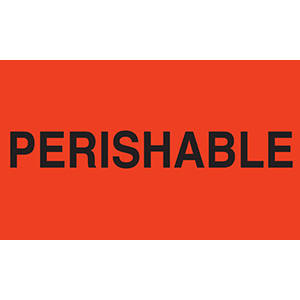 Tabbies Climate Label "PERISHABLE", (Fluorescent Red) - 3"H x 5"W, 500 per Roll - 43502