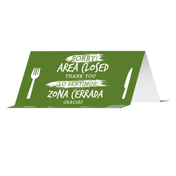 BeSafe Messaging Bilingual Table Tents - Green, 8" x 3.875"	, Pack of 10