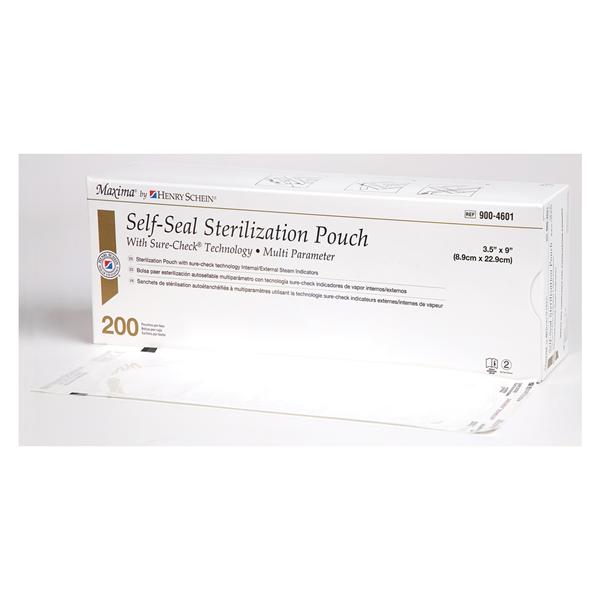 Henry Schein Pouch Sterilization Maxima Multi Parameter 3.5 In X 9 In Latex Free 200/Bx, 20 Bx/Ca - SCS2S
