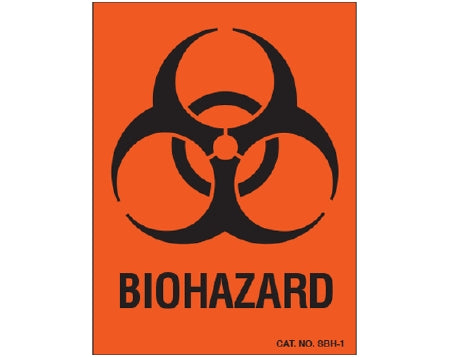 Shamrock Scientific Pre-Printed Label Warning Label Biohazard Orange 2-1/4 X 3 Inch - SBH-1