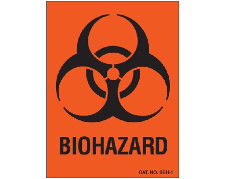 Shamrock Scientific - Pre-Printed Label Warning Label Orange Paper Biohazard Black Biohazard 2-1/4 X 3 Inch - SBH-1