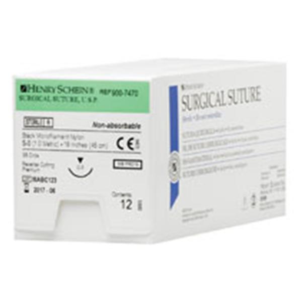 Henry Schein Suture 5-0 Nylon C-3 Black 18" Monofilament 12/Bx - 9007470