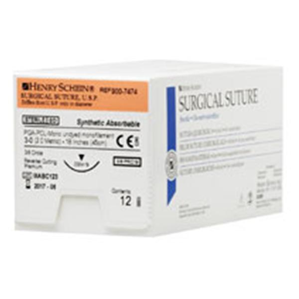 Henry Schein Suture 3-0 Pgl/Pcl Pc-31 Undyed 18" Monofilament 12/Bx - 9007474