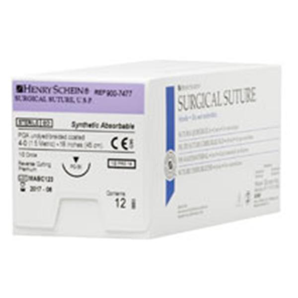 Henry Schein Suture 4-0 Polyglycolic Acid Pc-30 Undyed 18" Braid 12/Bx - 9007477